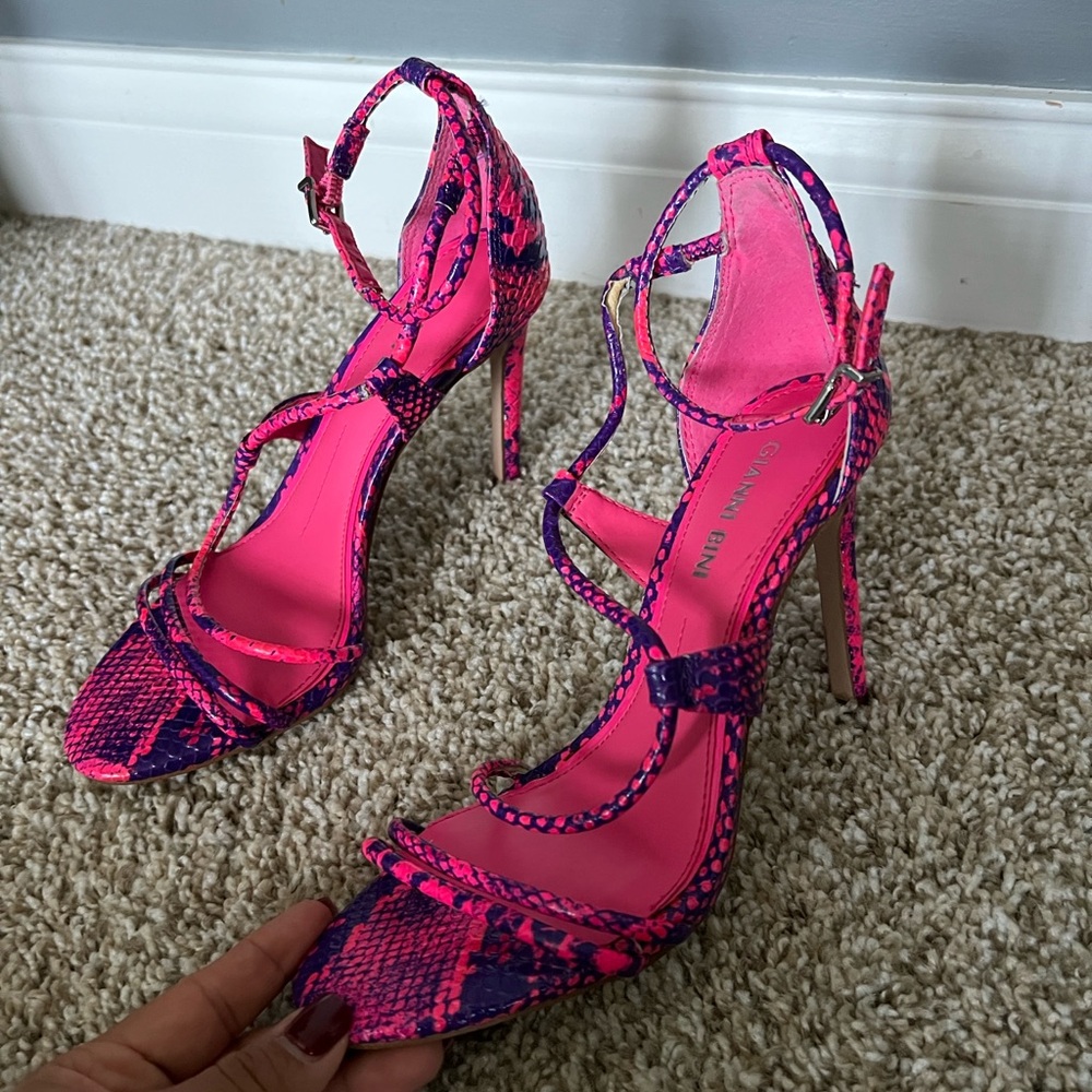 Gianni Bini Pink and Purple Strappy Heels